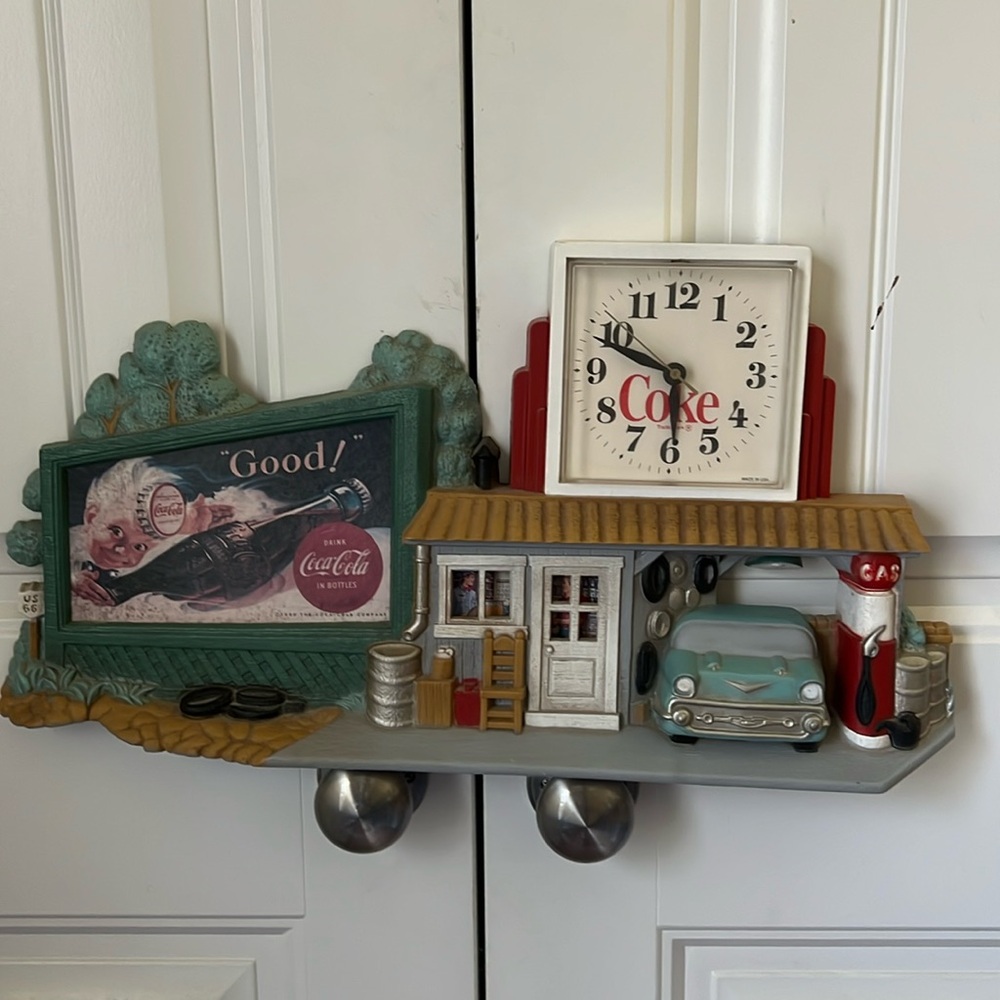 Vintage 90s Coca-Cola Gas Station Billboard Wall Clock